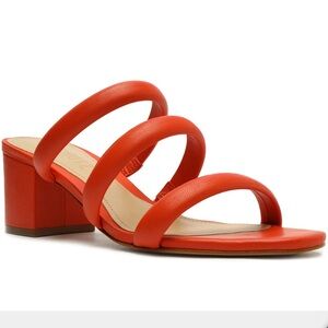 Olly Mid Block Nappa Leather Sandal Orange